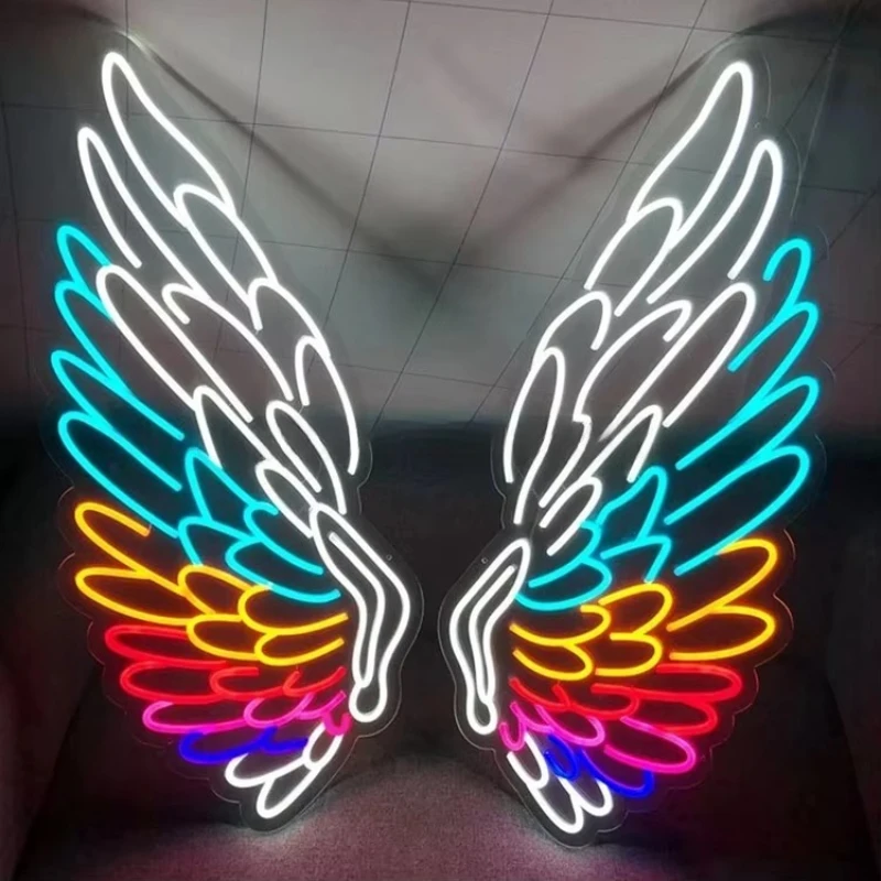 

best-selling colorful angel wings neon large-size art creates a good atmosphere suitable for home decoration
