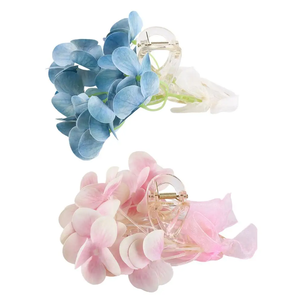 Embroidery Ball Flower Flower Hair Claw Korean Style Headwear Flower Claw Clip Hair Accessories Bow Ribbon Large Shark Clip