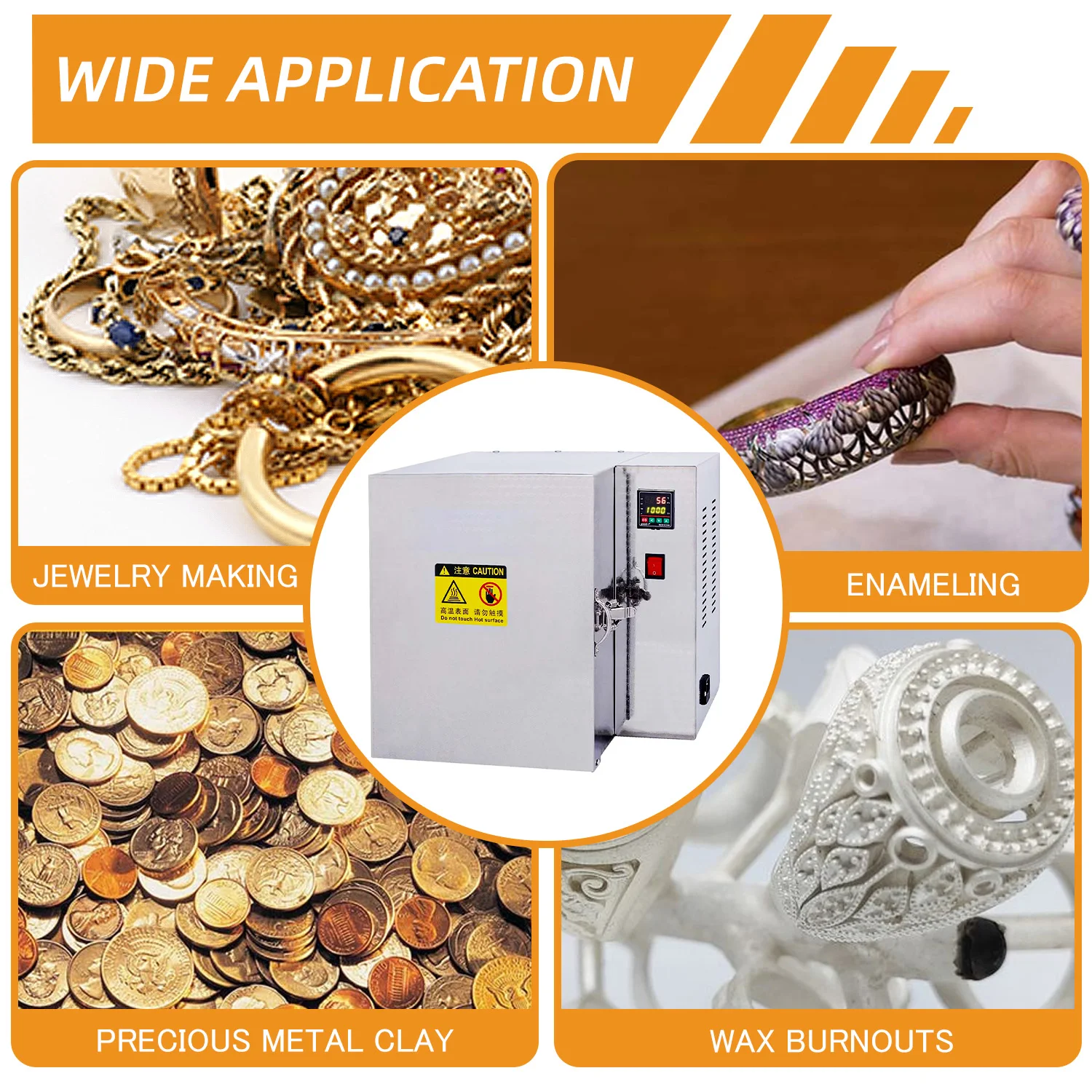 800 ℃    فرن صب المجوهرات مع التحكم في درجة الحرارة PID 1500 واط قالب الجص آلة فرن صب ذوبان المعادن