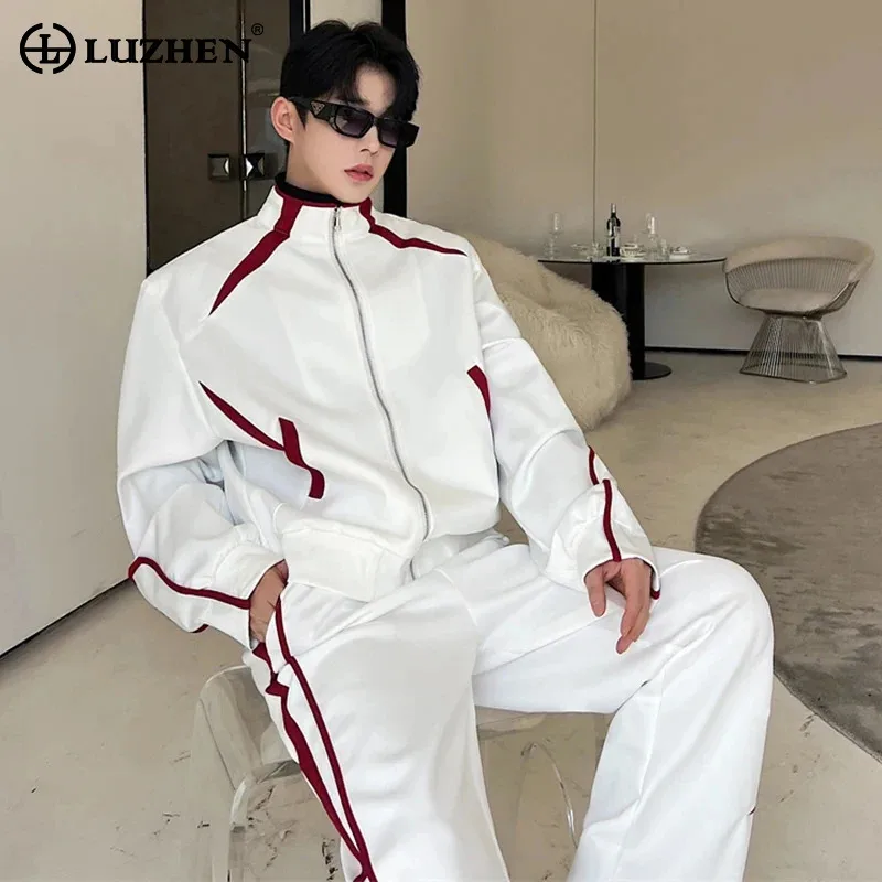 

LUZHEN Tracksuit Men Two Piece Sets Fashion Niche Design Contrast Color Sport Korean Male Casual Sweatpants Suits Spring LZ3031