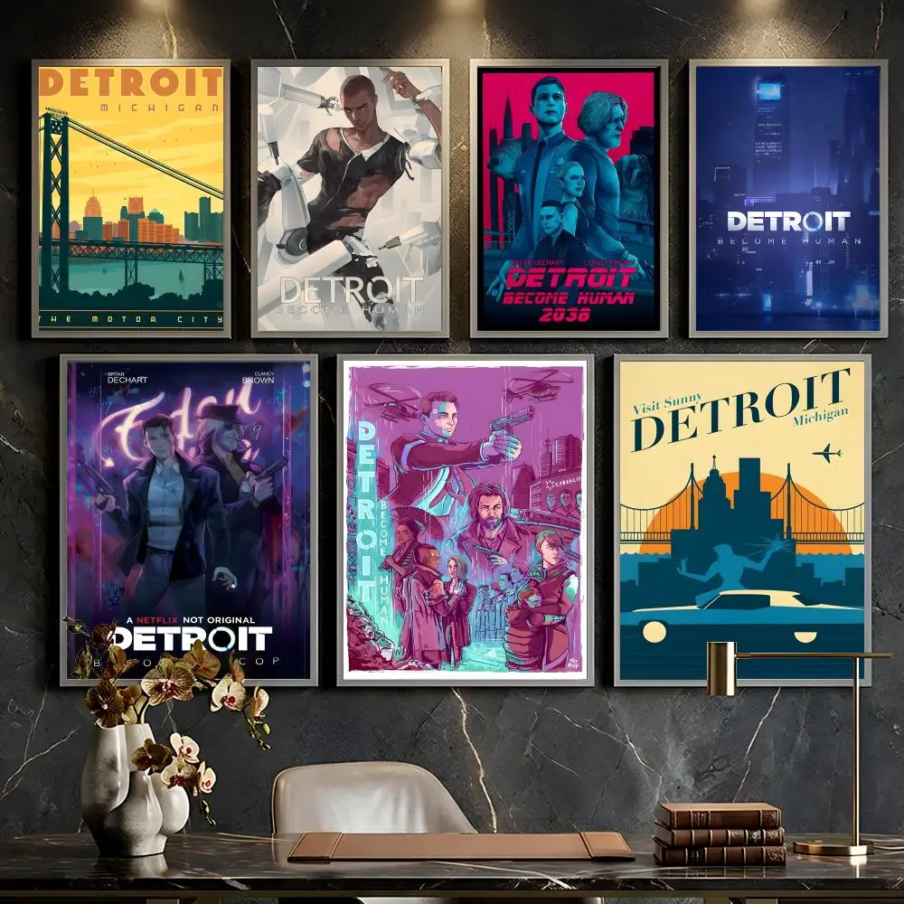 Detroit Become Human Vintage-Poster – HD – selbstklebende, wasserfeste, hochfeste, universelle Wanddekoration