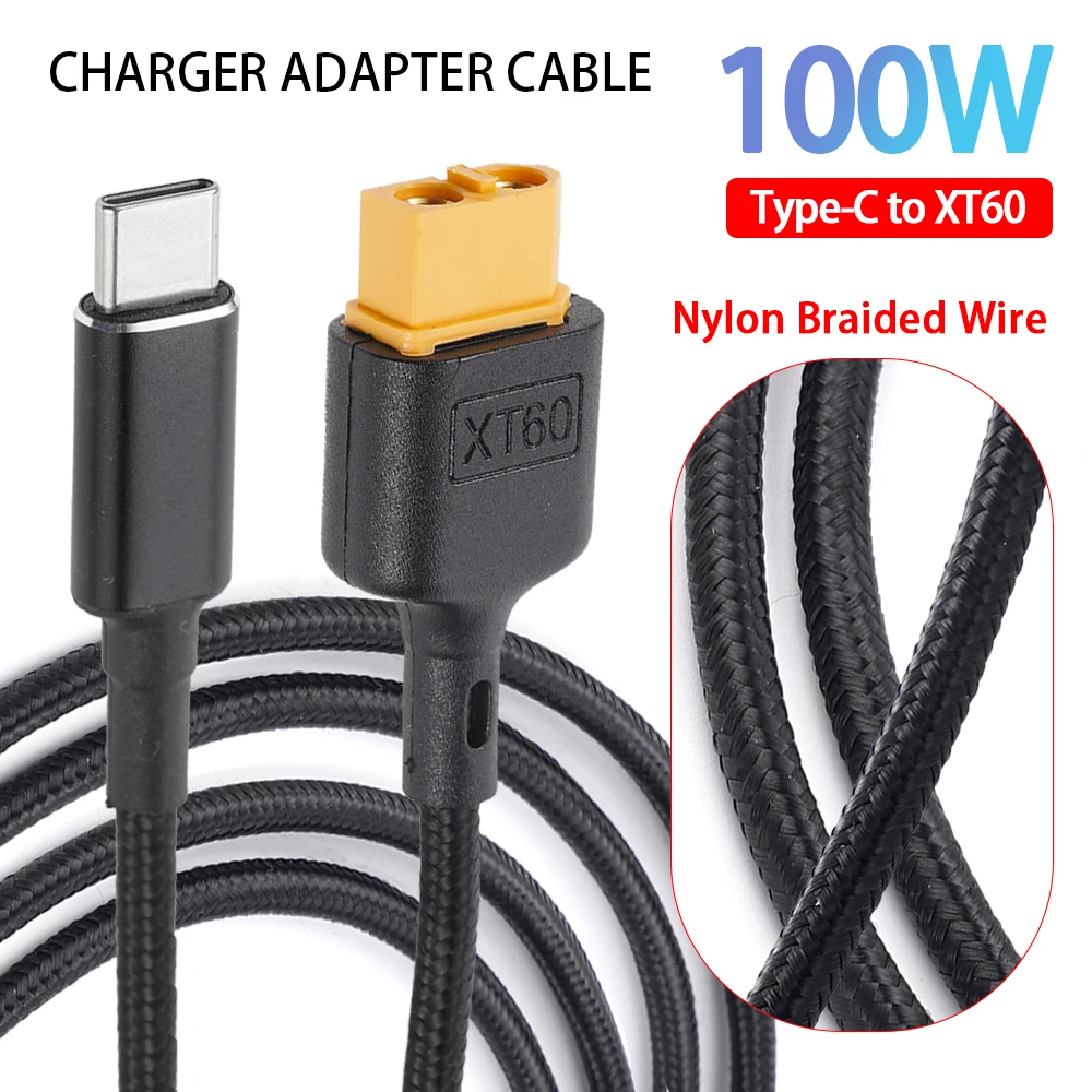 100W Charger Adapter Cable Type-C to XT60 USB-C to XT60 Charging Cable For Model Aircraft Car Model Charging Line