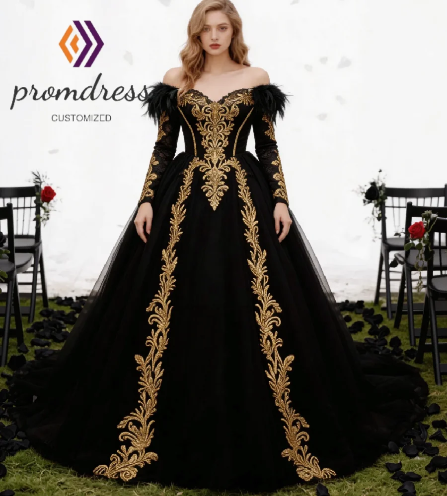 Victorian Vampire Red And Black Wedding Dress With Feather Medieval Elegant Long Sleeve Lace Bridal Gowns 2026 Fairytale Bride