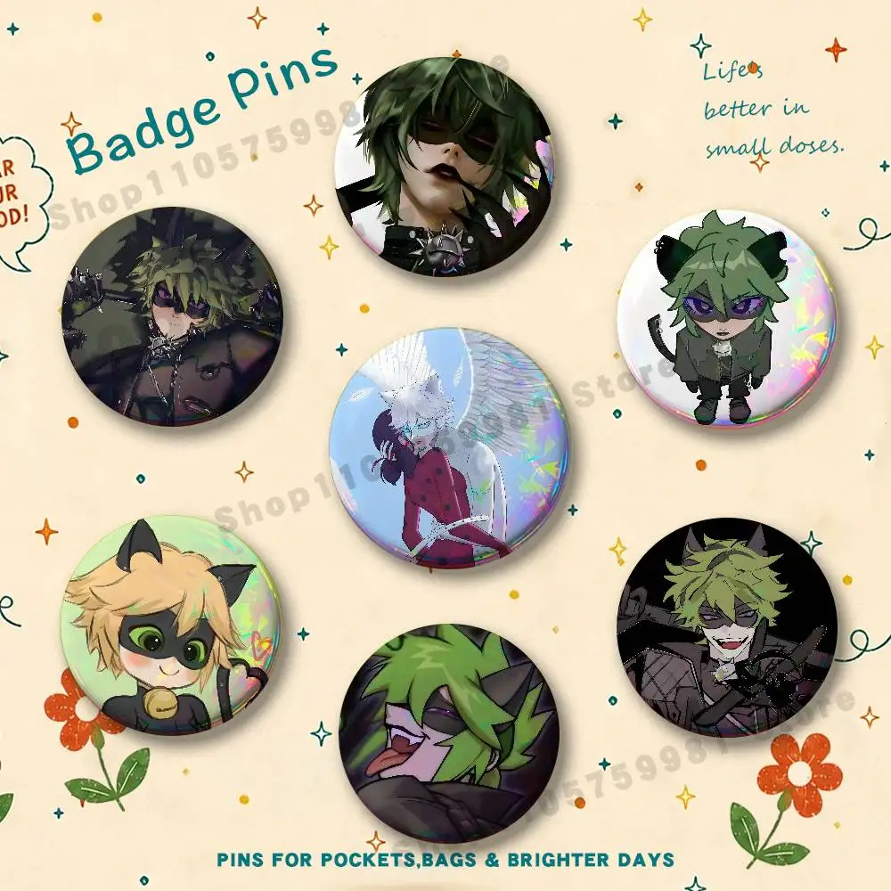 C-Claw N-Noir Cartoon Brooches for Bag Decor Jewelry Accessories Gift 25/32/44/58/75mm Round Cartoon Badges