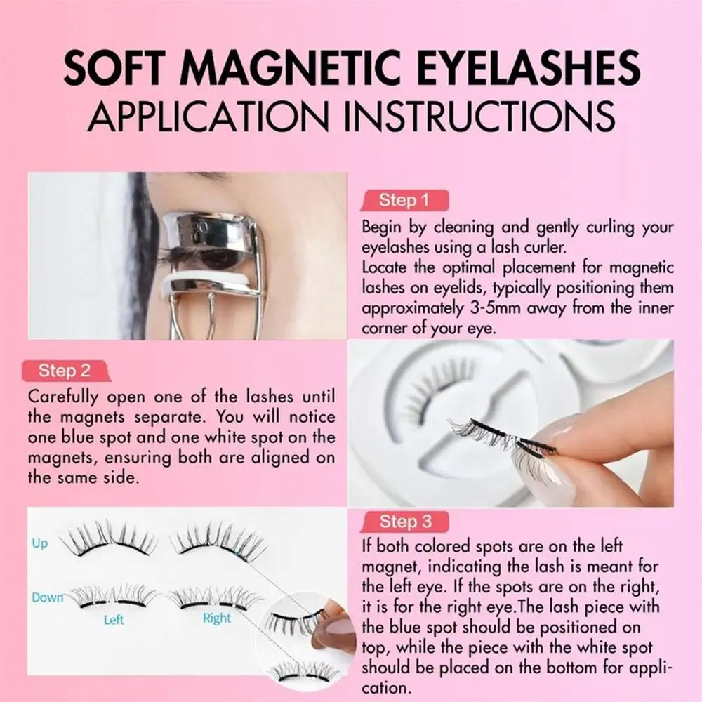 Ciglia magnetiche ripetutamente con applicatore Naturale Nessuna colla richiesta Ciglia Manga Estensione ciglia fai da te facile da usare Donna