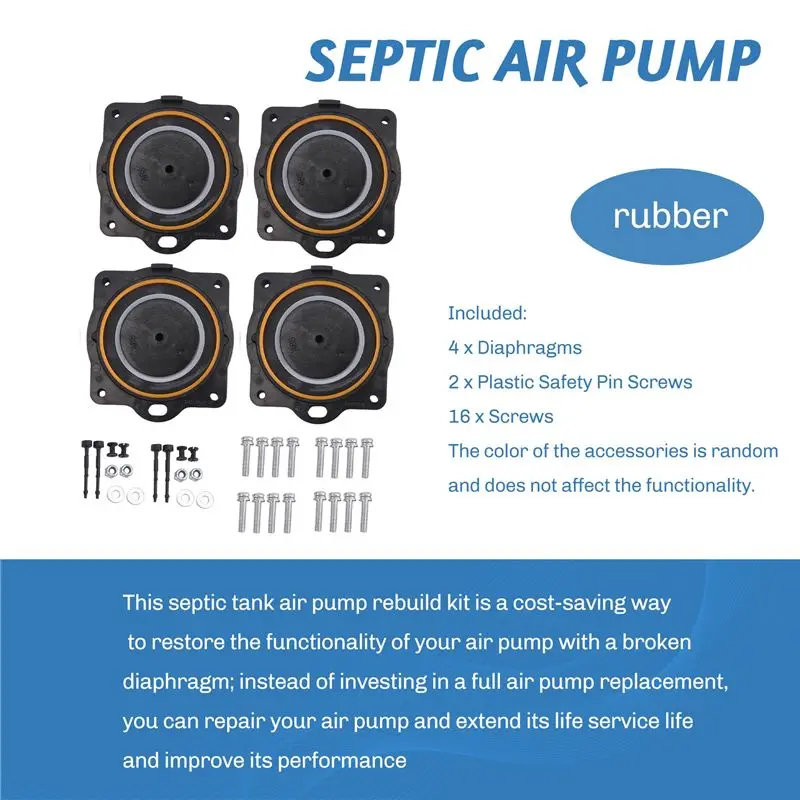 Y42A-2 Air Pump Rebuild Kit Compatible With Hi Blow HP60/ HP-80 Aerators, Includes 4 Diaphragms, Screws And Safety Pins Easy Ins