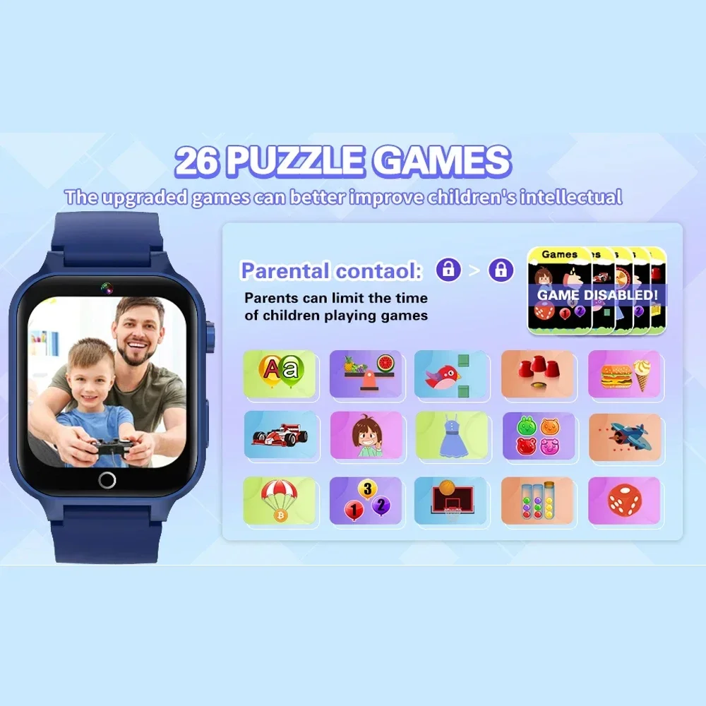 2024 New Kids Smartwatch - Boys & Girls. Games & Music Play. Pedometer. Time Display. Video & Audio Recording. Birthday Gift.