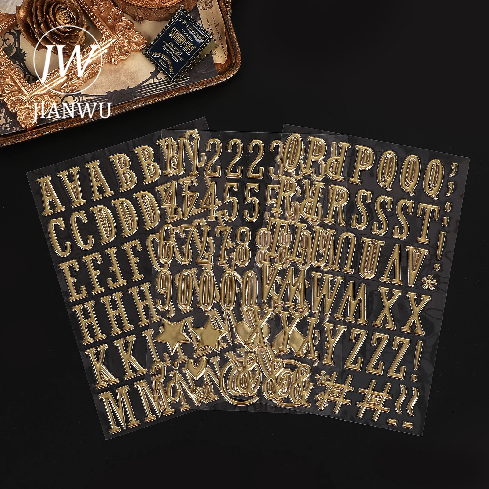 

JIANWU 3 шт. винтажные английские буквы алфавита металлический стерео пейзажный материал коллаж наклейка для домашних животных креативный DIY журнал канцелярские принадлежности