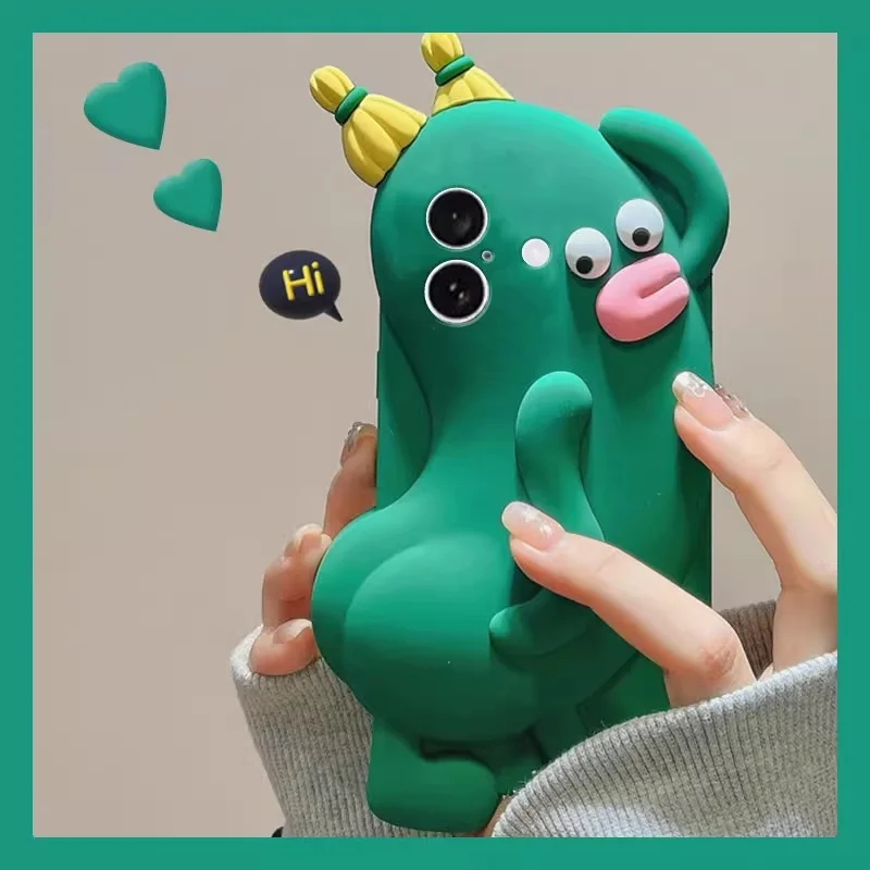 Funny 3D Sexy Cucumber Elf Butt soft rubber  Cartoon Cute  Silicone phone case iPhone 16 funny Shockproof Protective soft Cover