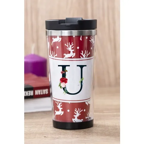 Gift Shop U Letter Deer Pattern Thermos Cup