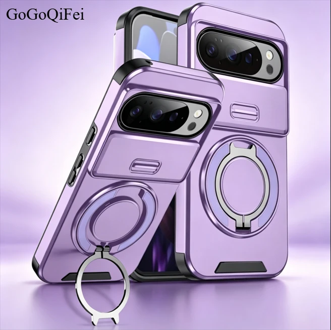 

Armor Case For Google Pixel 10 9 Pro XL Magnetic Ring Bracket Funda For Pixel 10A 9A 8A 11 10 9 8 7 Pro Slide Lens Protect Cover