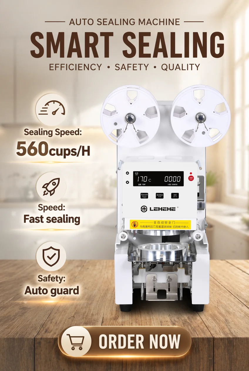 Automatic Digital Cup Sealing Machine, High‑accuracy Electric Film Sealer Equipment For Bubble‑tea Coffee Juice Yogurt Shop
