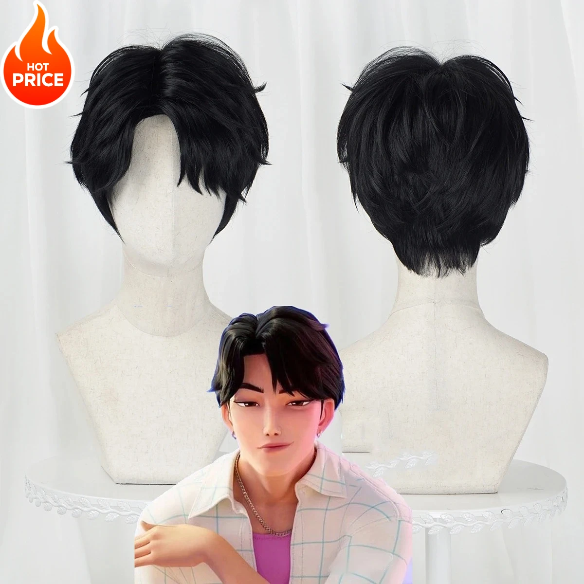 

Парик для косплея Saja для мальчиков в стиле Jinu, аниме KPop, охотники на демонов, наряд Jinu, парик, термостойкие синтетические волосы на Хэллоуин