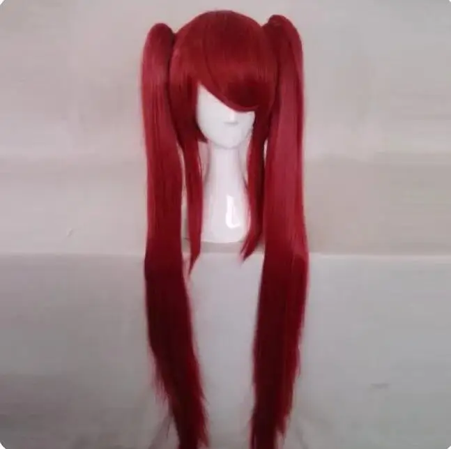 

Red Long Straight Chip Double Ponytails Cosplay Wigs Heat Resistance Synthetic Full Hair