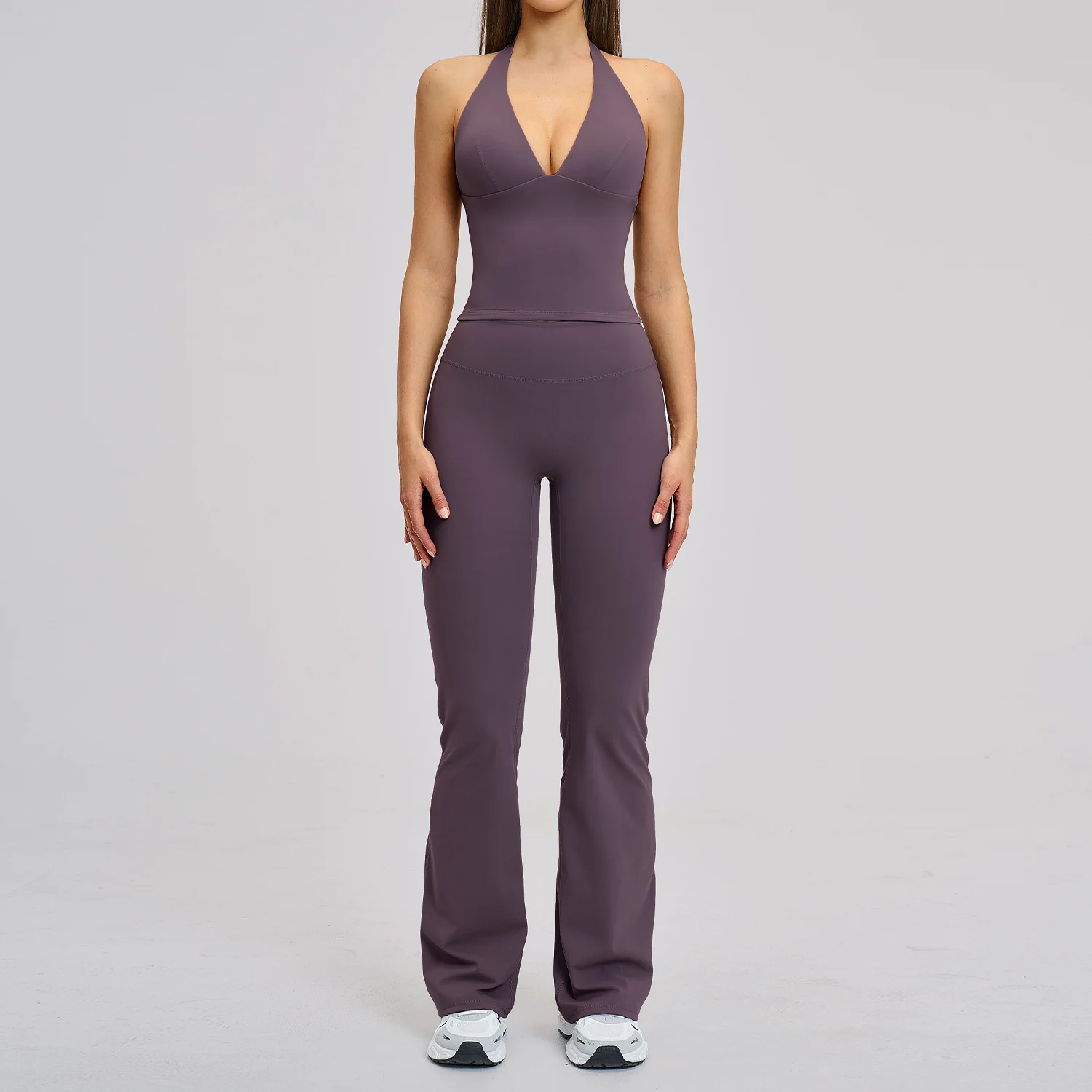 2 Piece Yoga Set Slim Fit Beauty Back Sports Bra Gym Sports Running Fitness Set High Waist Flares Leggings Women's Tracksuits image 3