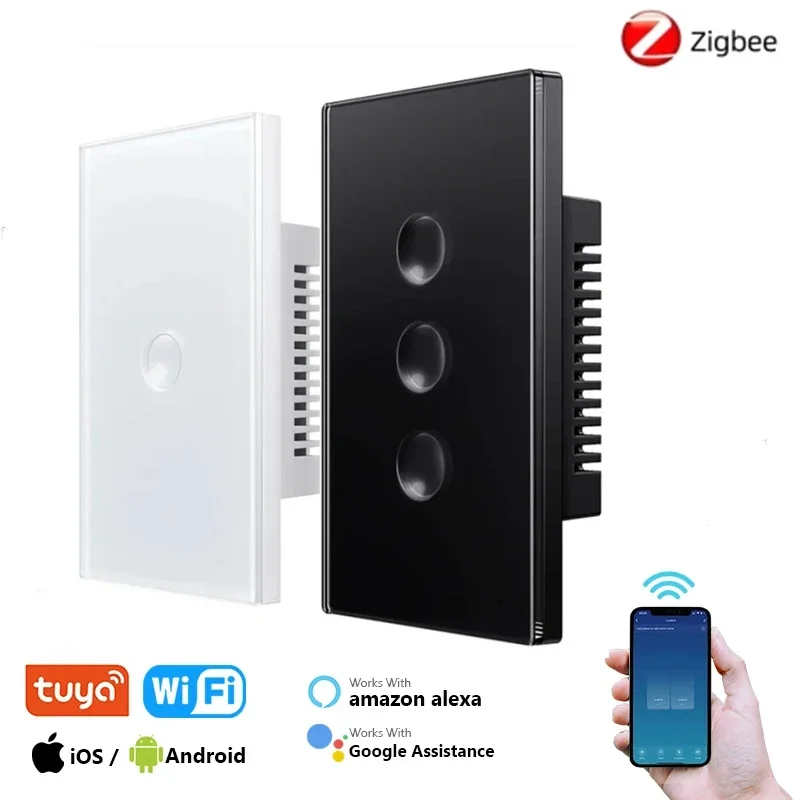 

1 2 3 4 Gang Tuya Zigbee Smart Light Switch,Groove Design Touch Button,Smart Life APP Remote Control,Work with Alexa Google Home