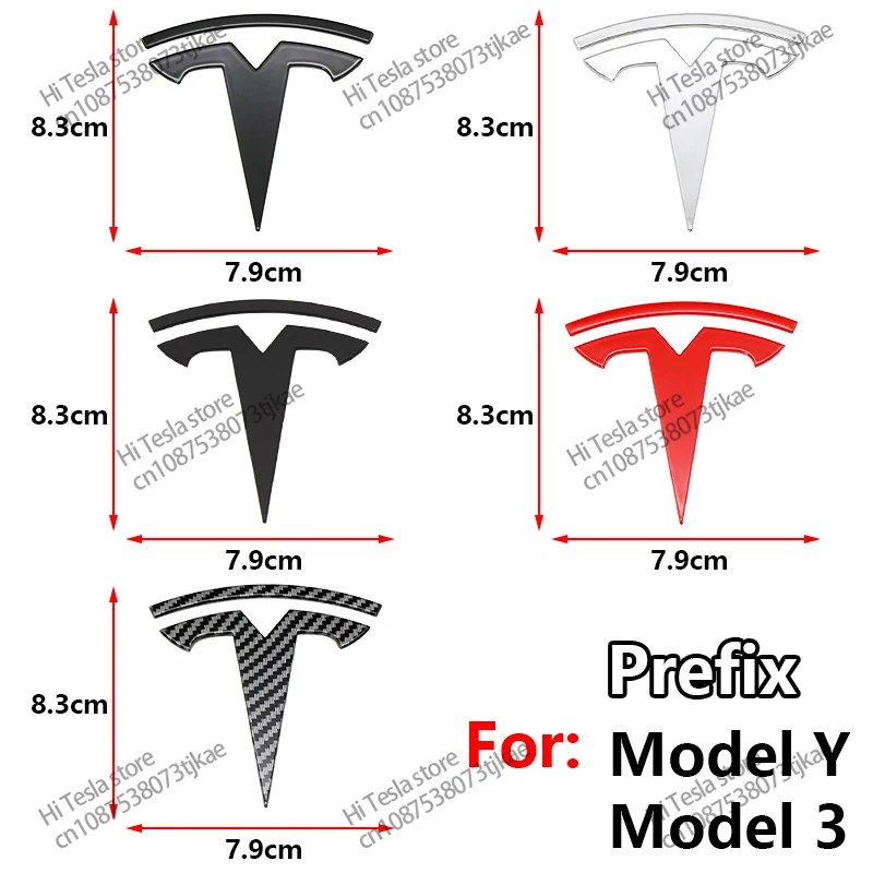 2pcs original car logo front and rear car logo stickers Tesla Model 3 Model Y carbon fiber accessories fashion car modification