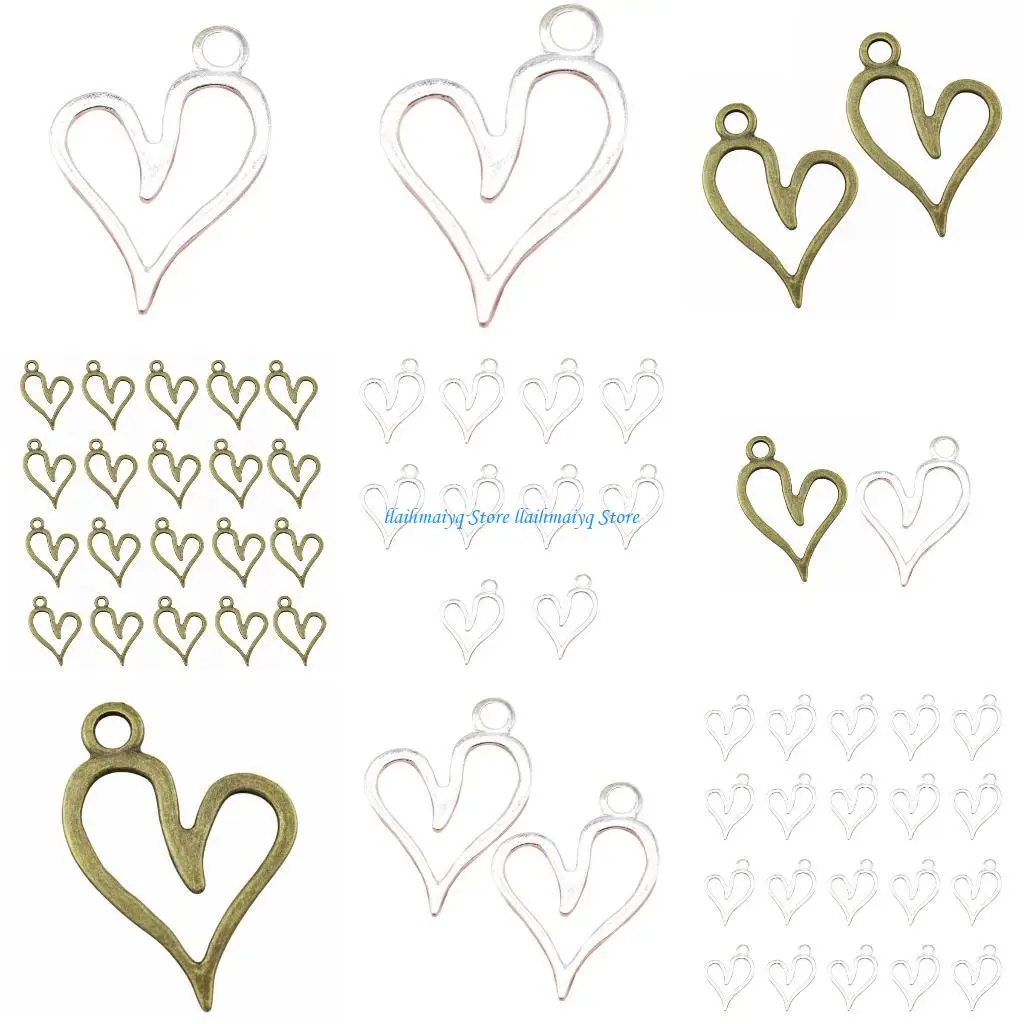 

573B 10 20 PCS Metal Jewelry Making Set Heart Shaped DIY Components Heart Pendant
