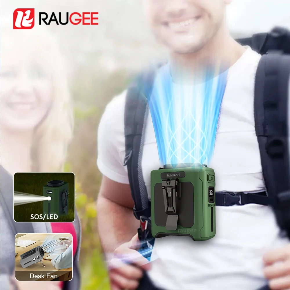 Портативный поясной вентилятор 10000 мАч, подвесной вентилятор на шею, уличный вентилятор для кемпинга с блоком питания, светодиодный светильник, перезаряжаемый поясной вентилятор с зажимом, настольный вентилятор