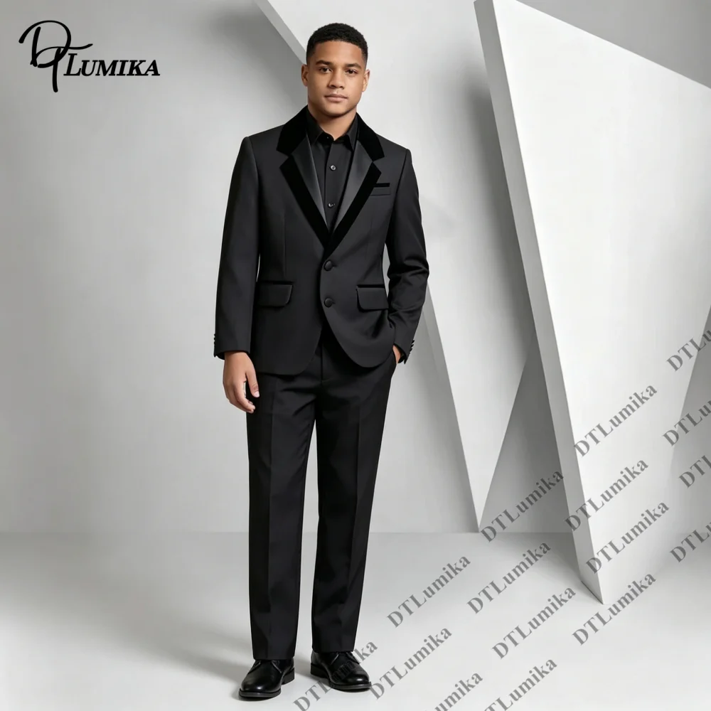 Tailored Minimalist Black Tuxedo 2‑Piece Sleek Modern Formal Attire Homecoming Night Business Gala Wedding Guest Luxury Banquet