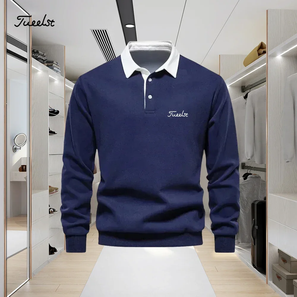 

2025 Brand Golf Shirts Autumn Winter Long Sleeve Men's Golf T-shirt Polo Shirt Casual Classic Solid Polo Neck Men's Golf Top