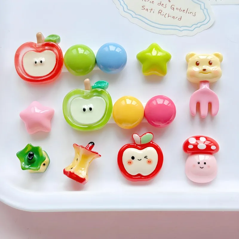 Transparent Apple Slice Resin Shoe Charms DIY Sandals Slippers Decor Cute Cartoon Hole Shoe Buckles Accessories Craft Supplies