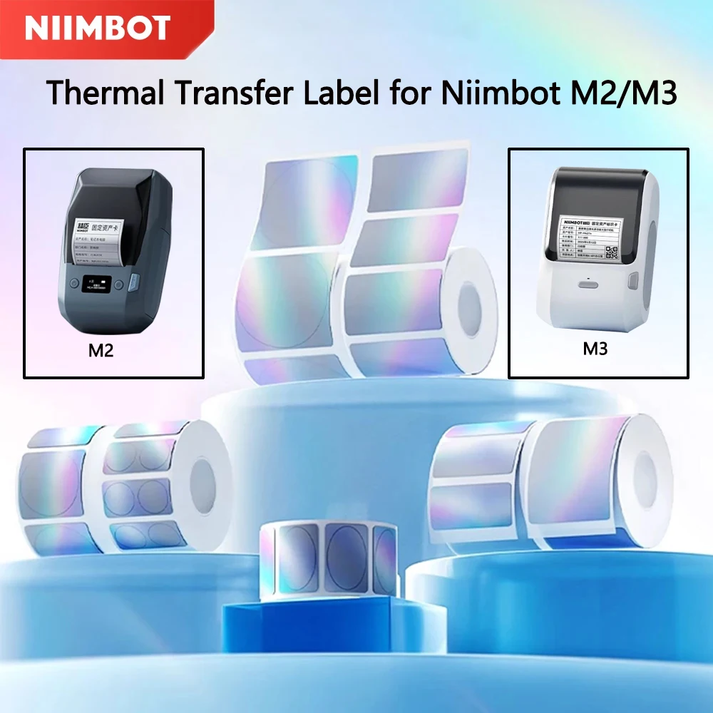 Niimbot M2/M3 Laser Silver Label Thermal Transfer Printing Paper Round Square Laser Sticker for Niimbot M2 Printer Self-adhesive