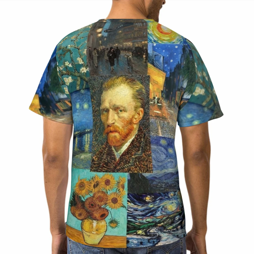 Van Gogh  Polyester Print Men T Shirt Outdoor Sports Quick-drying Clothes Casual T-Shirt Street Tees