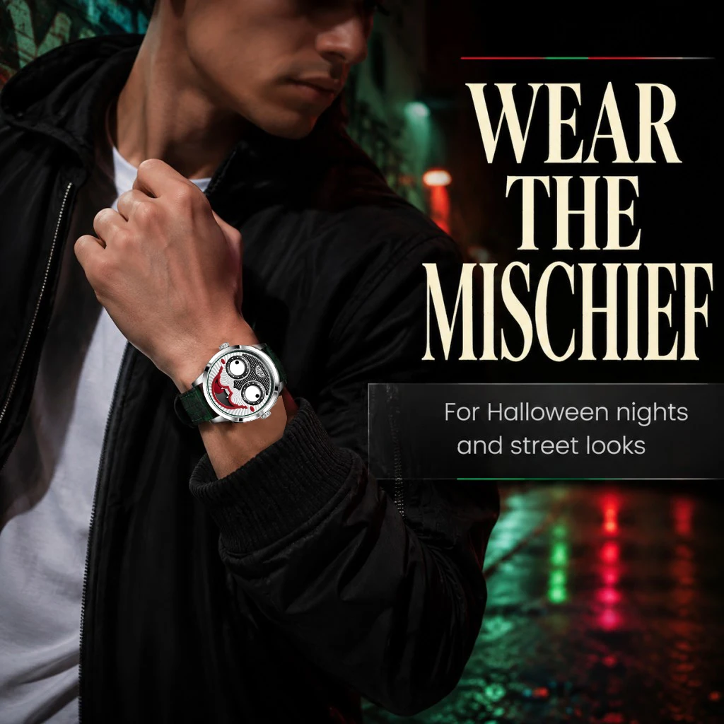 LIGE Creative Watches For Men Clown Fashion Quartz Wristwatches Waterproof Leather Strap Mens Watch Cool Joker Reloj Hombre