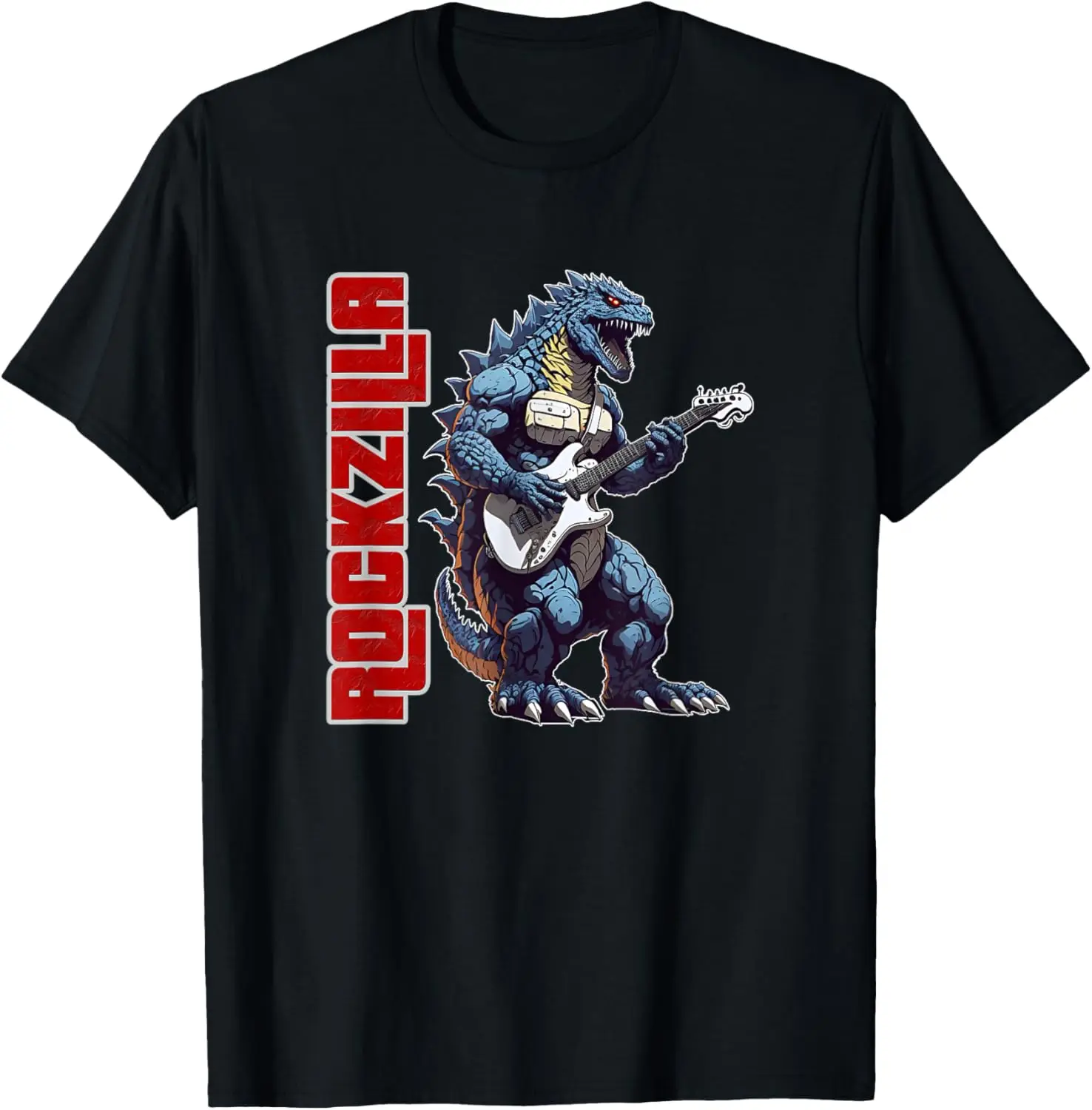 Rockzilla - Fierce Kaiju Monster From Japan Playing Guitar T-Shirt S-6XL