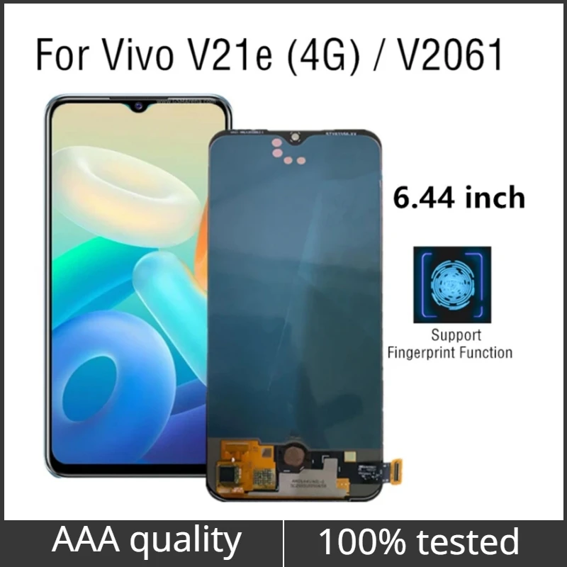 

6.44'' OLED V21e For Vivo V21e 4G V2061 LCD Display Touch Screen With Fingerprint hole Digitizer Assembly Replacement