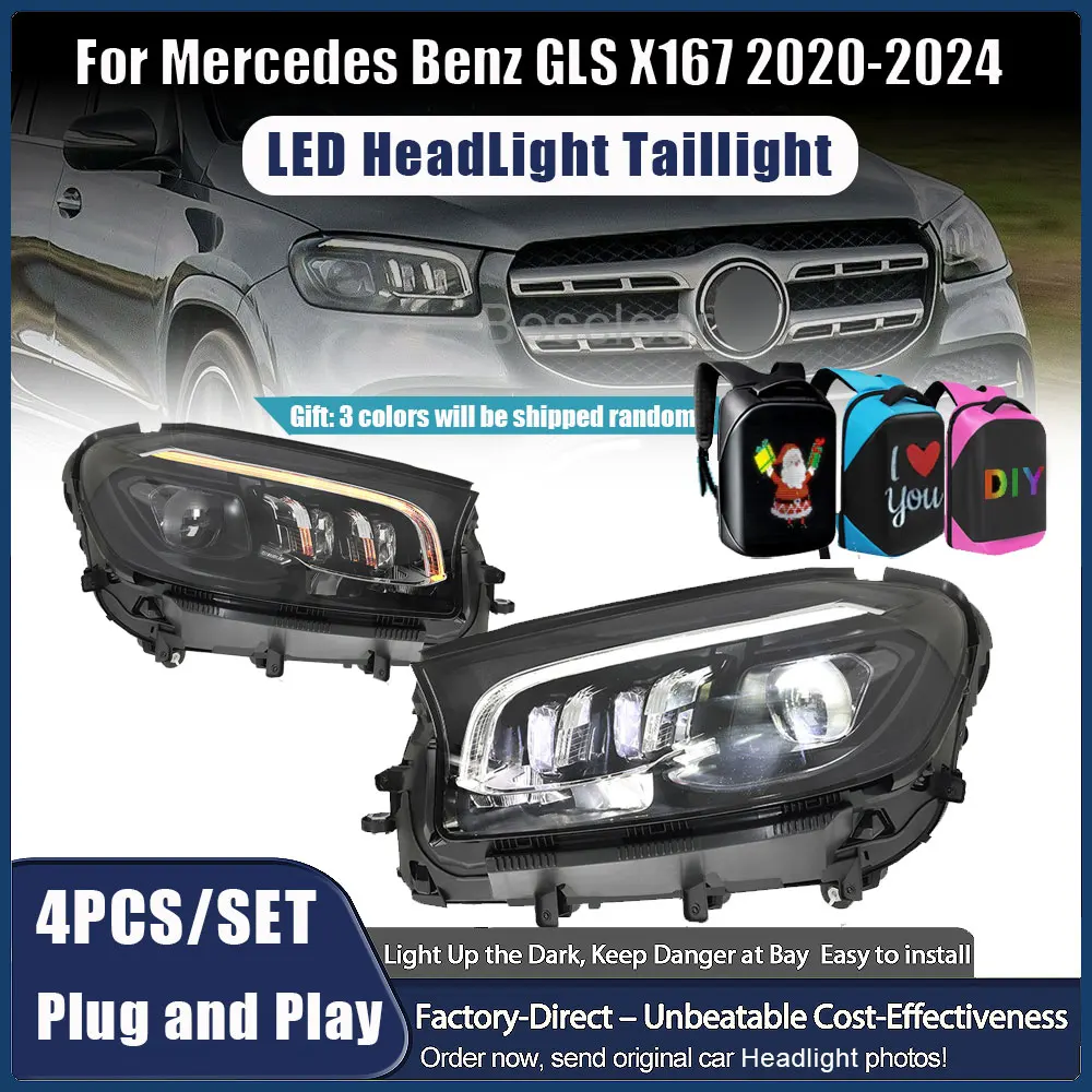 Head Lamps Assmebly for Mercedes GLS350 GLS450 GLS400 500 GLS63 X167 LED Headlights 2020-2024 Automotive Lighting System Lights