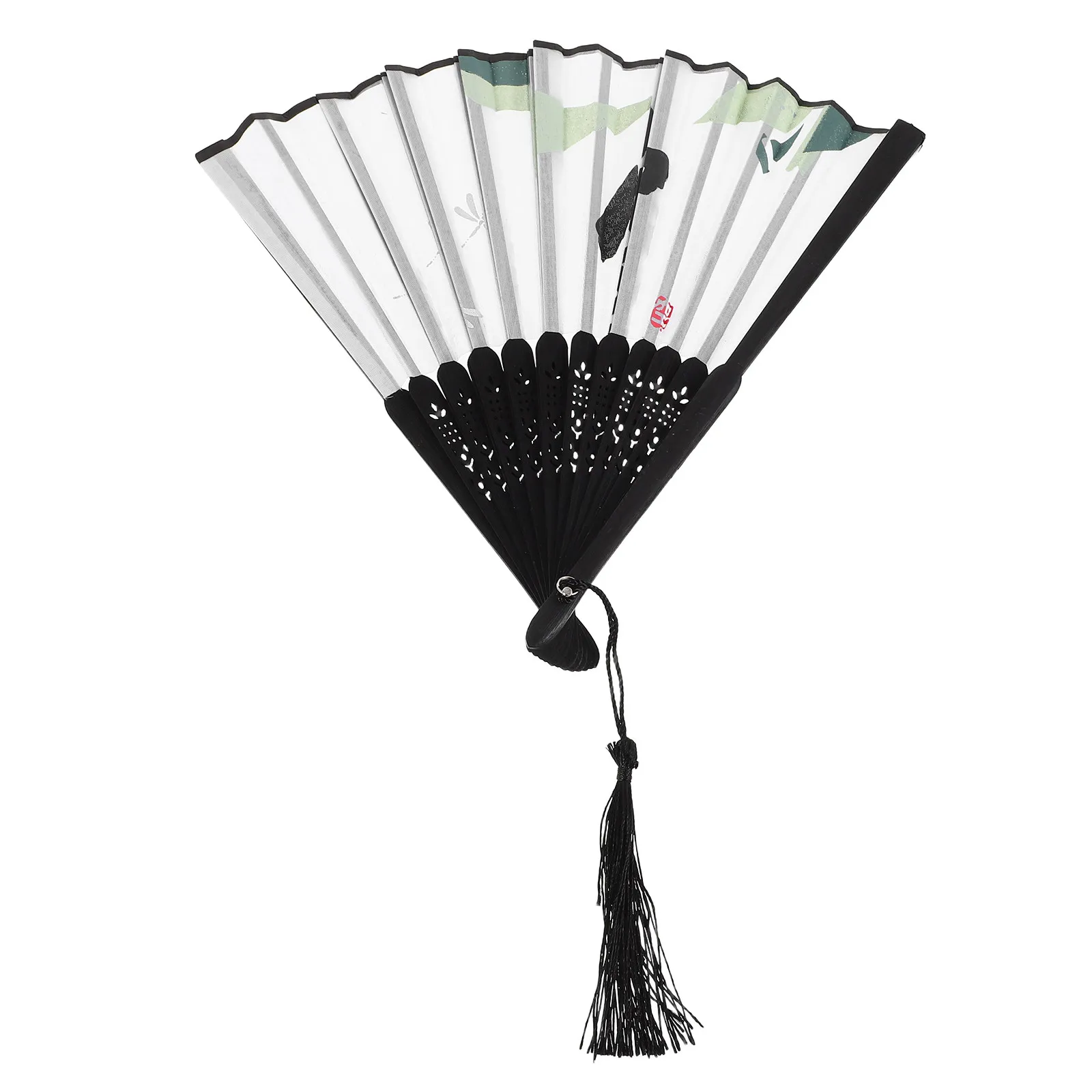 Small Foldable Vintage Dance Fan Handmade Cloth Bamboo Chinese Style Hand Fan Compact Portable Photography Prop for Weddings Tea