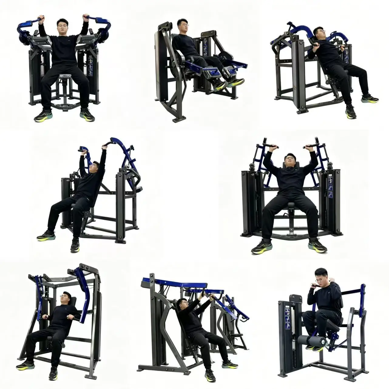 Complete Set of Strength Training Fitness Equipment Including Chest Press Rowing and Leg Press Training Commercial Gym Equipment
