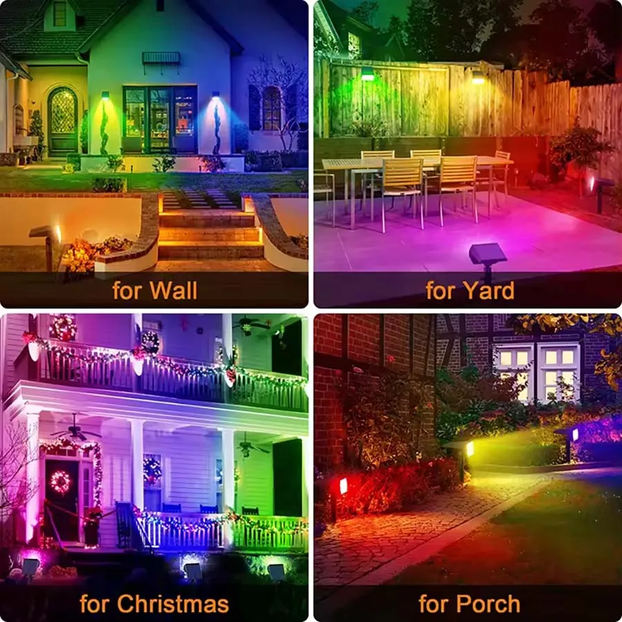 Imagem -04 - Rgb Solar Powered Landscape Path Lights Auto Ciclismo Solar Spotlight para Yard Garden 14 Cores