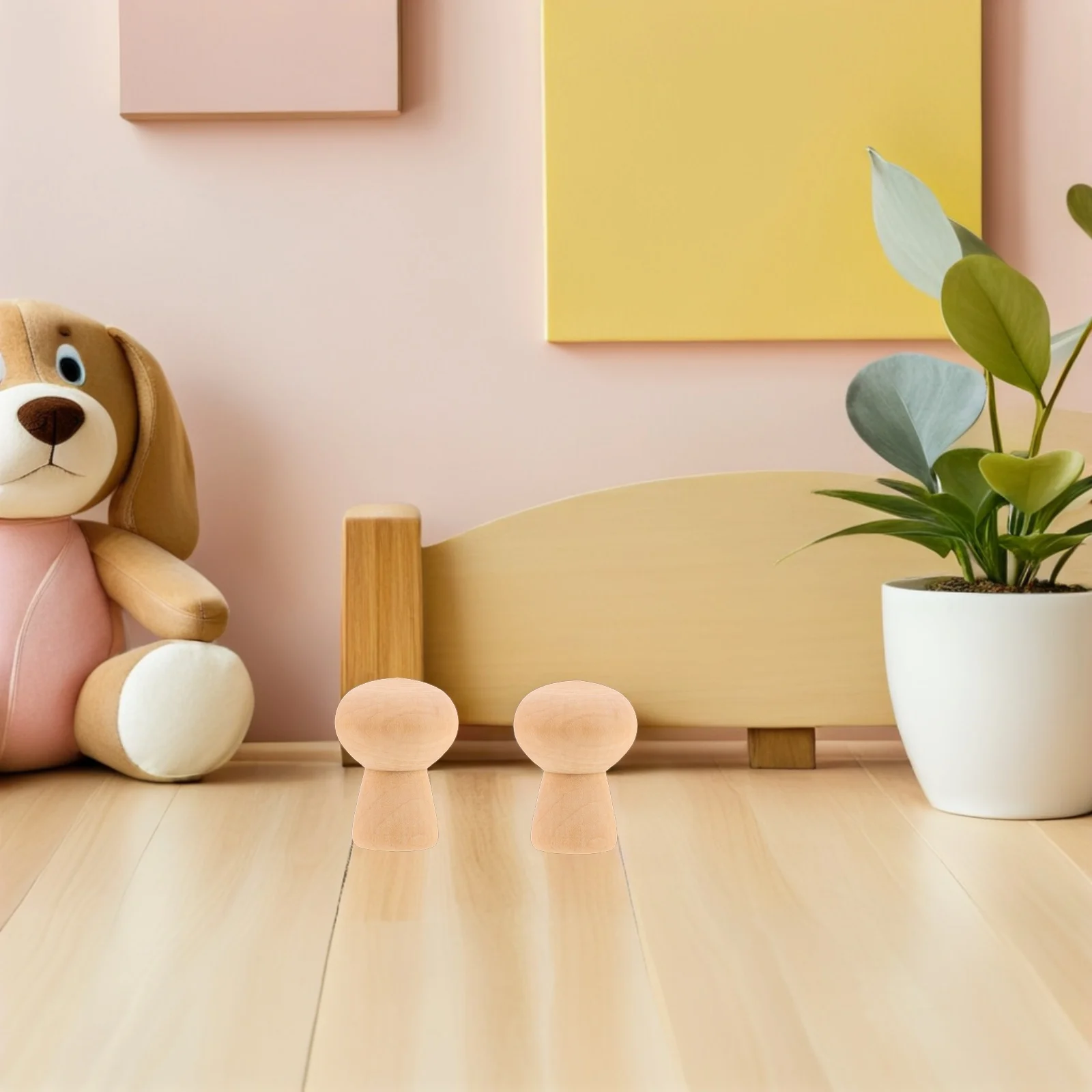 30개 어린이용 페인팅 버섯 모양 미완성 나무 블랭크 페그 1.8인치 X 1.4인치 DIY 공예 용품 미니 버섯 피규어 나무