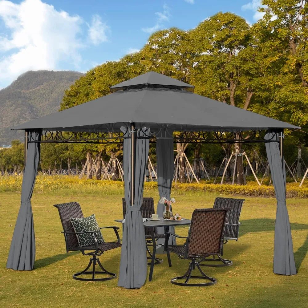 Outdoor Canopy UV Protection Gazebo Canopy Tent with 4 Sidewall for Patio Outdoor 10 x 13 inches