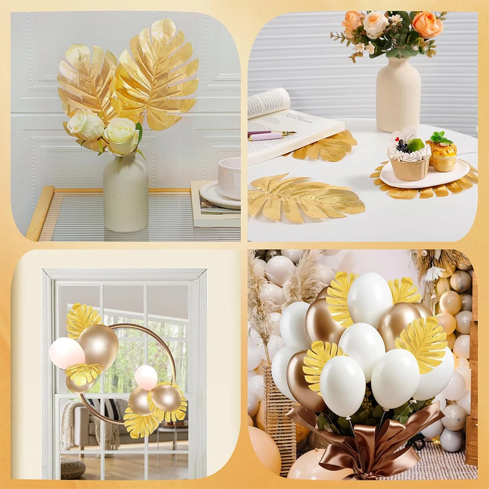 Künstliche Pflanzen, Goldpalme, Kokosnuss, Ahornblatt, tropische Pflanze, gefälschte Blätter, Zuhause, DIY, hawaiianischer Strand, Dschungel, Garten, Party-Dekoration – Detail 2