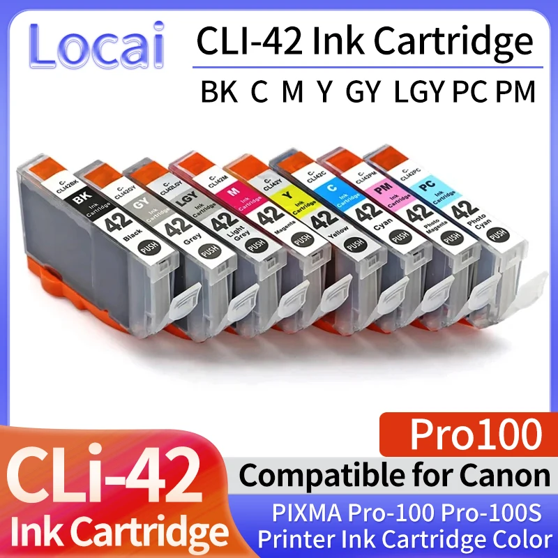 1~5set CLI-42 Ink Cartridge Compatible For Canon PIXMA Pro-100 Pro-100S Printer Pro100 ink Cartridge cli42 BK C Y GY LGY M ink