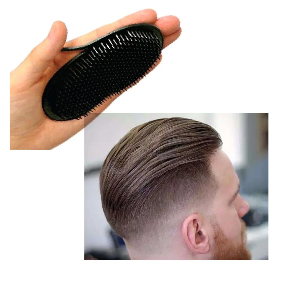 2Pc Multifunctional Pocket Hair Brush Small Light Palm Grip Comb Massage Brushes Combs for Man Portable for Home Traveling Black