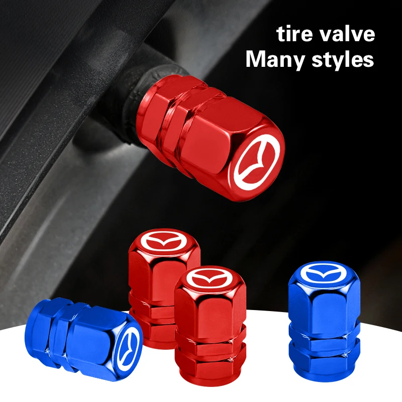 4pcs Car logo Tire Valve Caps Accessories For Mazda 3 6 CX5 2 CX3 CX9 MX5 RX8 Axela Demio Atenza MS GJI GH BK MP CX30 CX7 MX3 BM