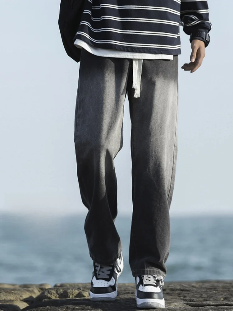 

Мужские джинсы Bla Loose Straight Leg в американском винтажном стиле, новинка 2025 года, модные широкие брюки, весенний сезон, смесь хлопка и полиэстера