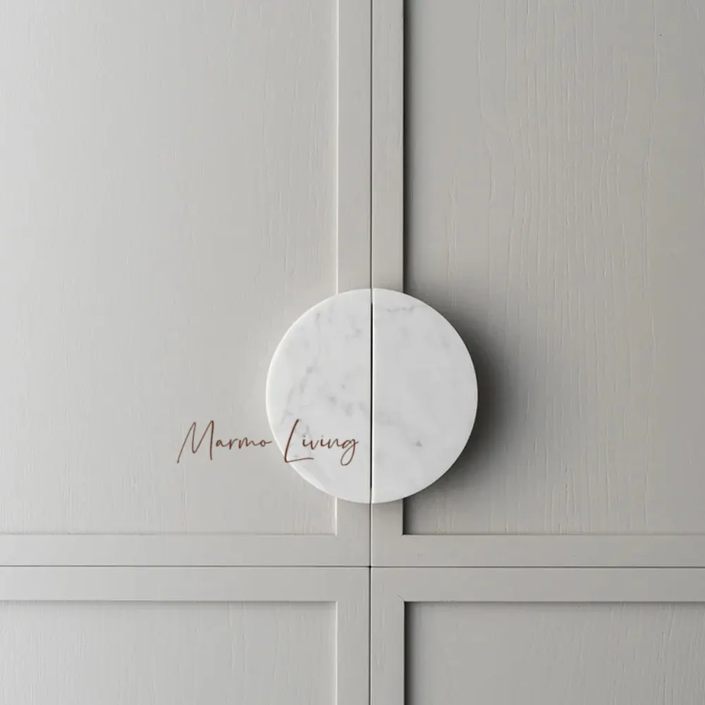 High End Carrara White Stone Natural Marble Door Handle French Luxury Drawer Cabinet Knob