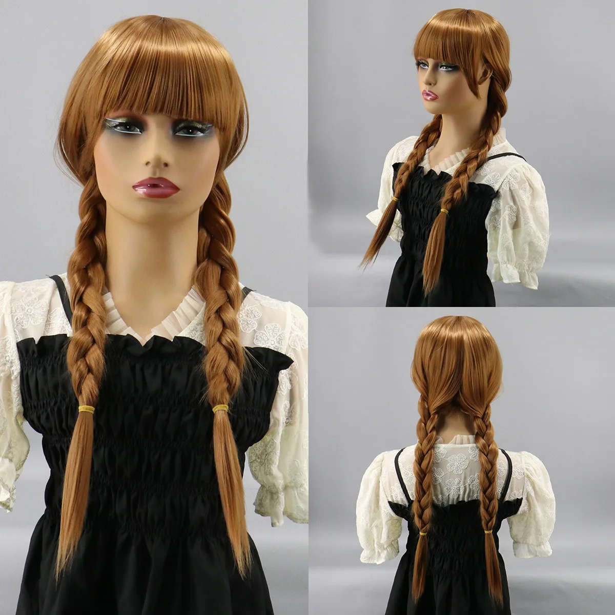 

Women's Synthetic Bangs Double Ponytail Braided Wig Cap, Suitable for Daily Outfit and Party Wear