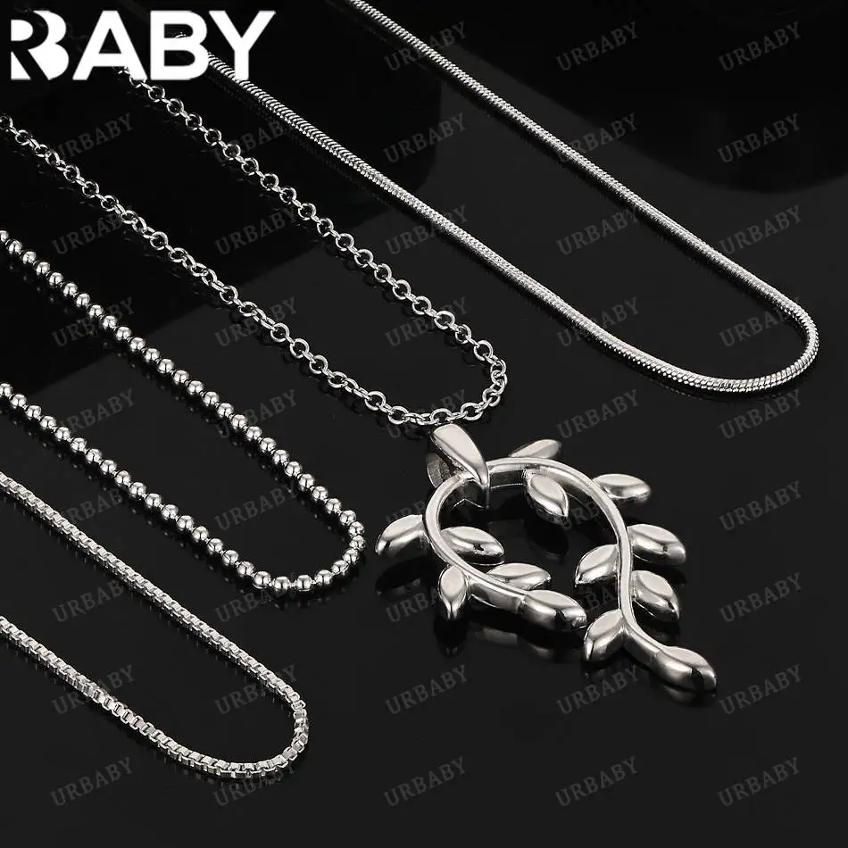 

URBABY 40-75cm 925 Sterling Silver Branches Pendant Necklace For Women Men Creativity Gift Street All-match Party And Daily Wear