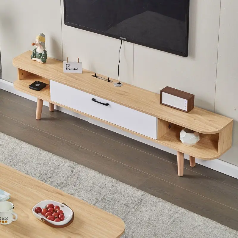 Solid Wood TV Cabinet Small Apartment Narrow Rental House Household Economical Solid Wood Floor Simple TV Cabinet