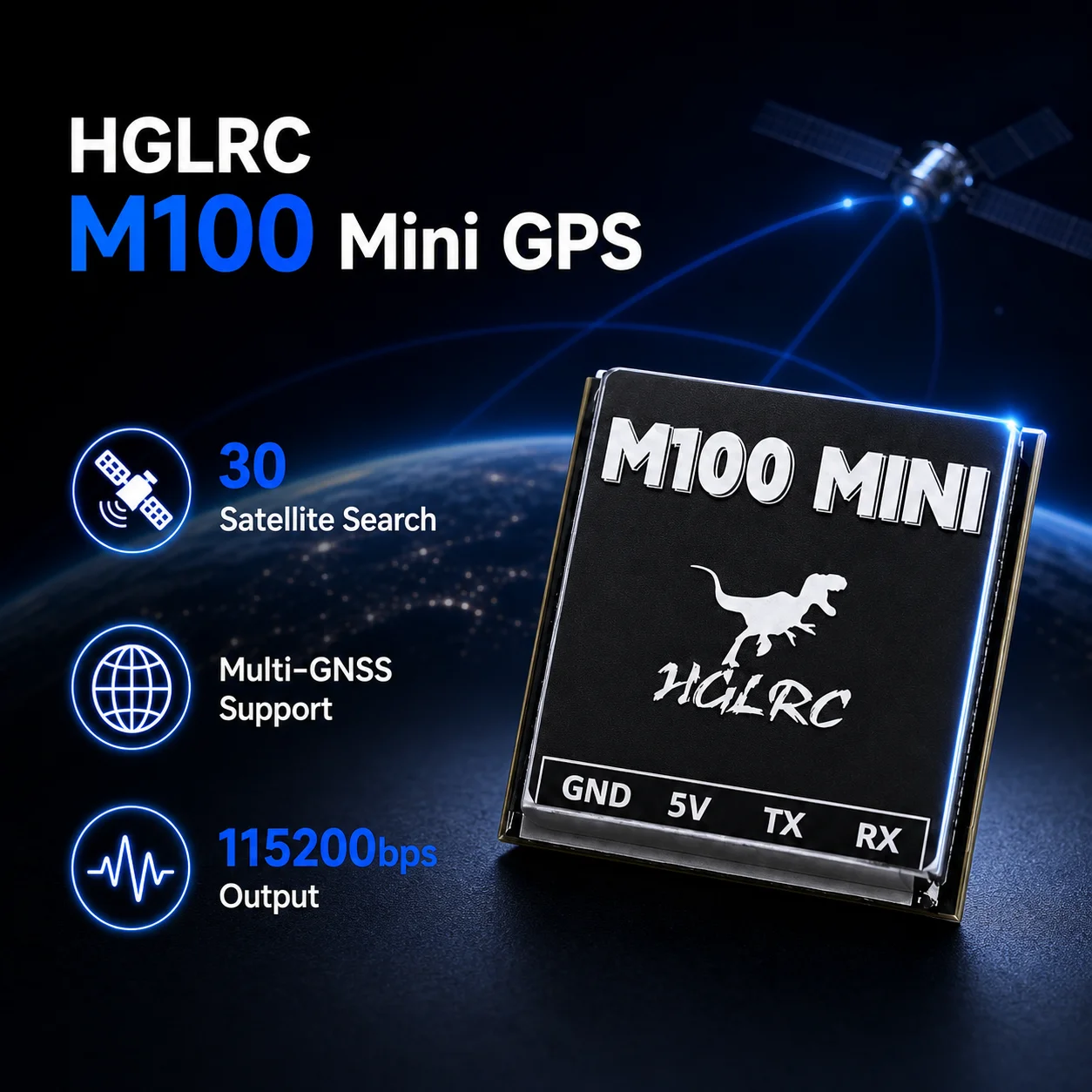 Drone Racing Vtx - 安定した信号 HGLRC M100 ミニ GPS セラミックアンテナ付き、範囲を拡大し、高速ロックを実現する