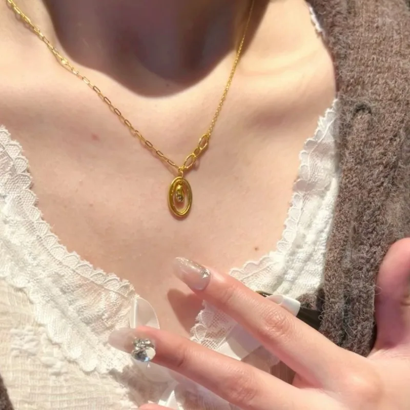 [دموع الموزى] قطرة الماء قلادة على شكل حلقة قلادة أنثى متخصصة شخصية الموضة المتخصصة بسيطة سلسلة الترقوة سلسلة عنق