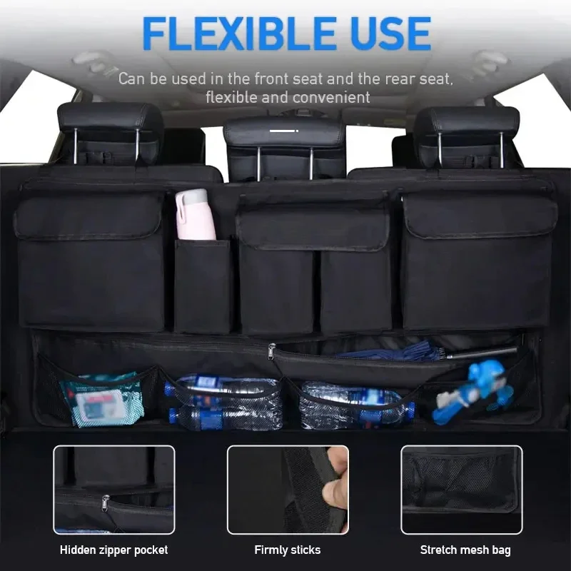 Back Seat Car Trunk Hanging Storage Bag Organizer With 9 Pockets Oxford Waterproof Multi-pocket Car Trunk Storage Bag Organizer image 5