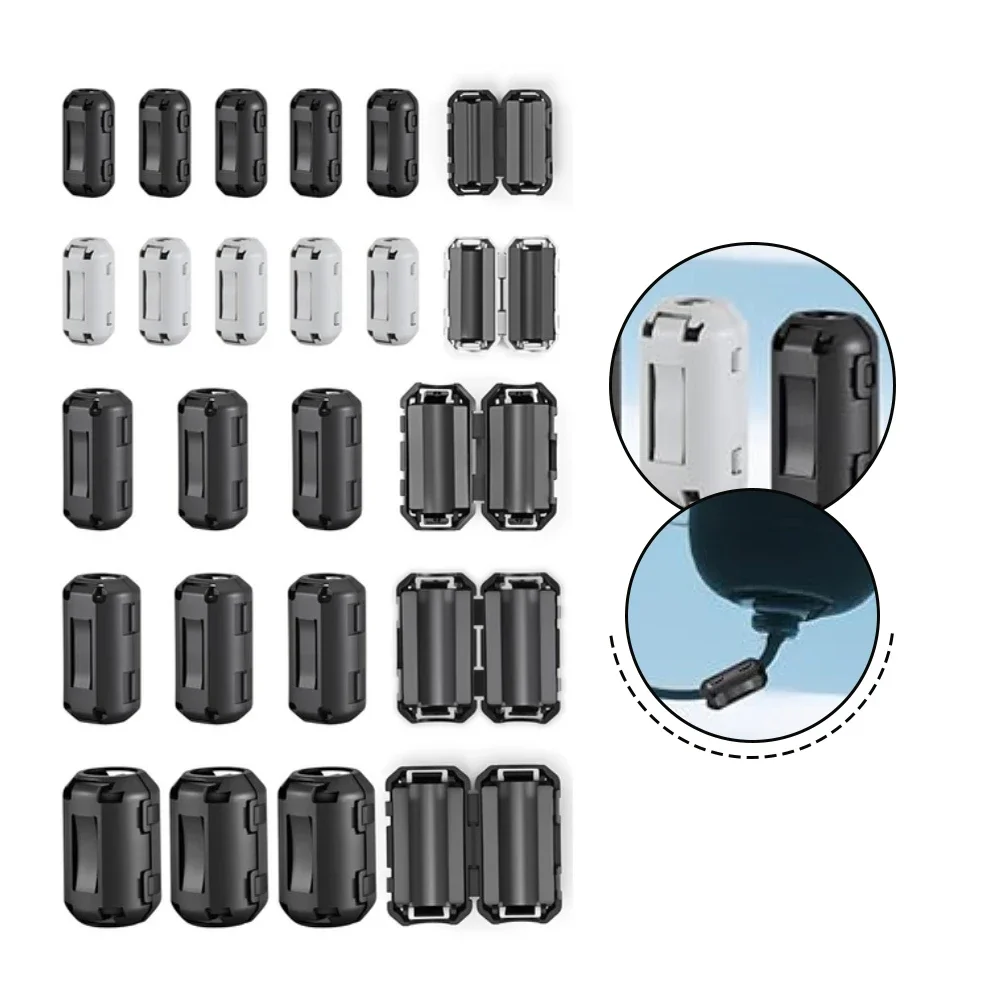 Snap-on Ferrite Beads Choke Core Assortment 24PCS For Noise Reduction RFI For EMI Filters, Fits 3.5-13mm Cable Diameter